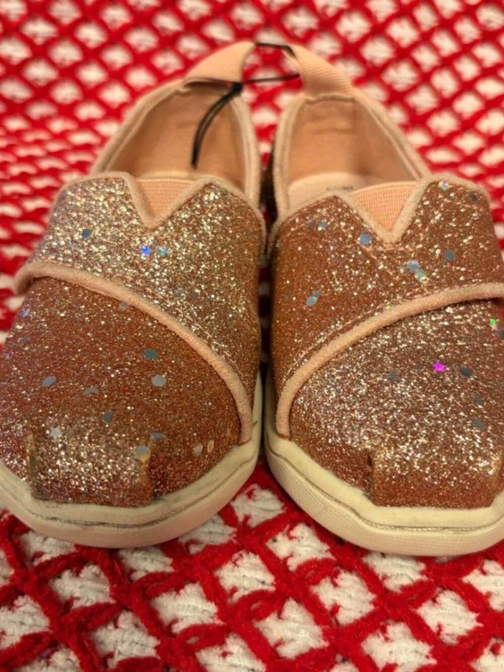 Rose Gold glittery Toddler TOMs size 7C